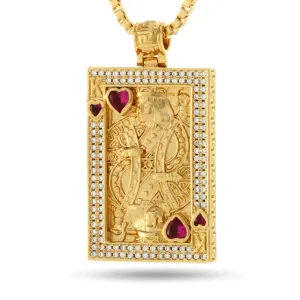 14K Gold Suicide King and Queen of Hearts Necklace