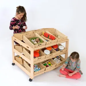 18 Tray Double Classroom Tidy with Wicker Trays