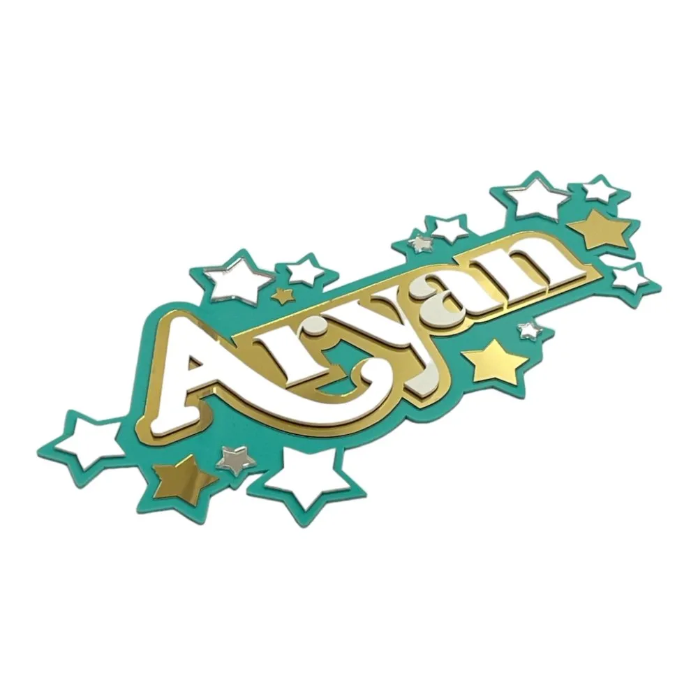 3 Layer  Name Plaque- Stars