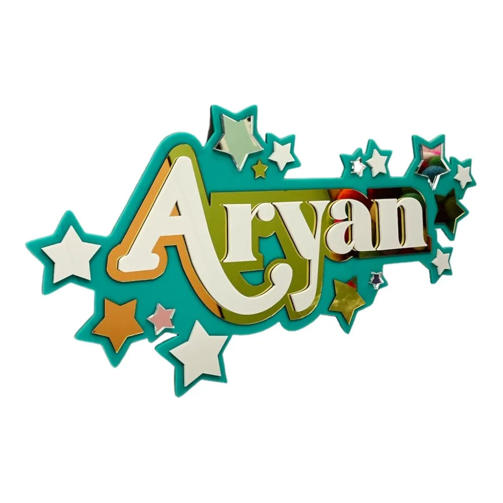 3 Layer  Name Plaque- Stars