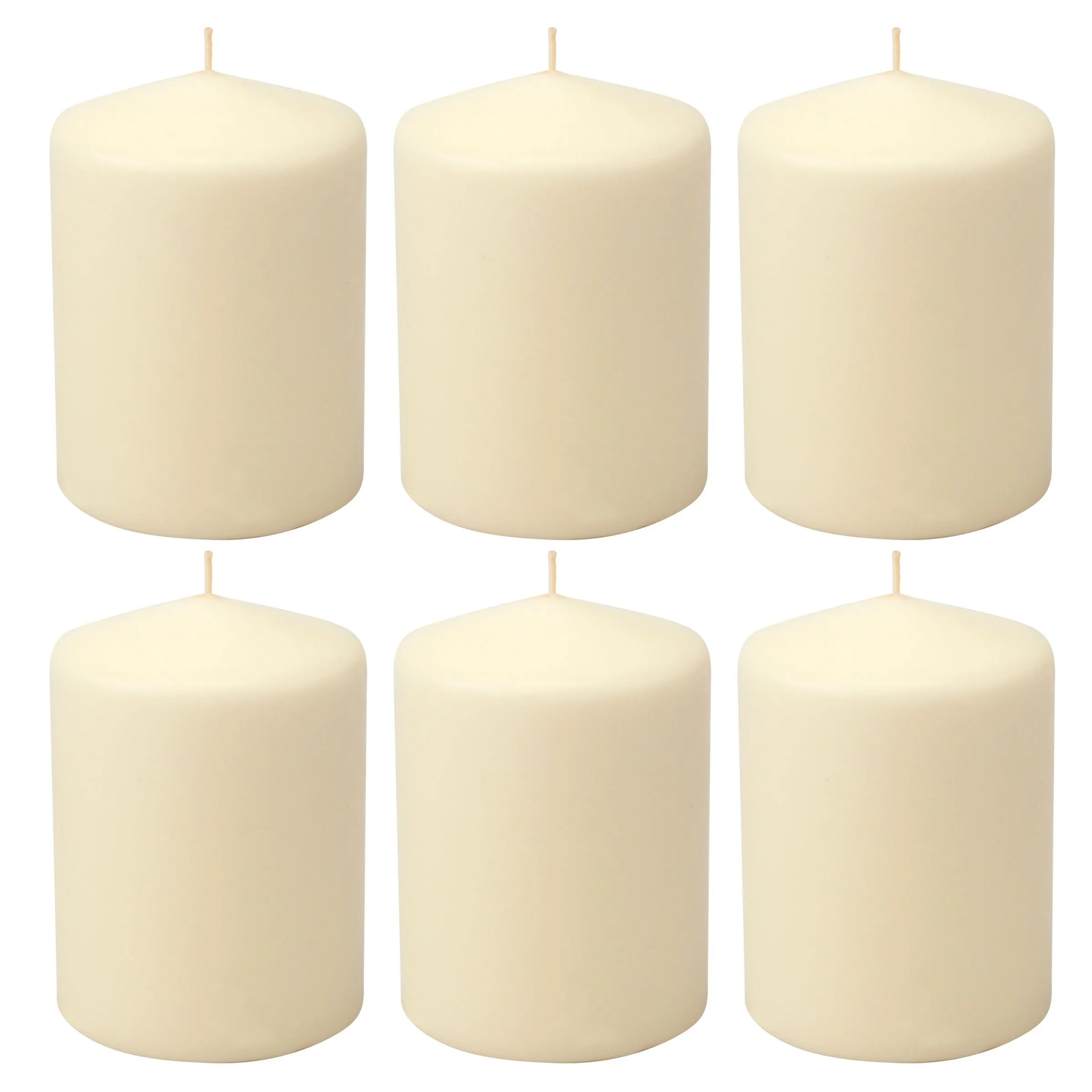 3 x 4 Unscented Ivory Pillar Candles, Set of 6