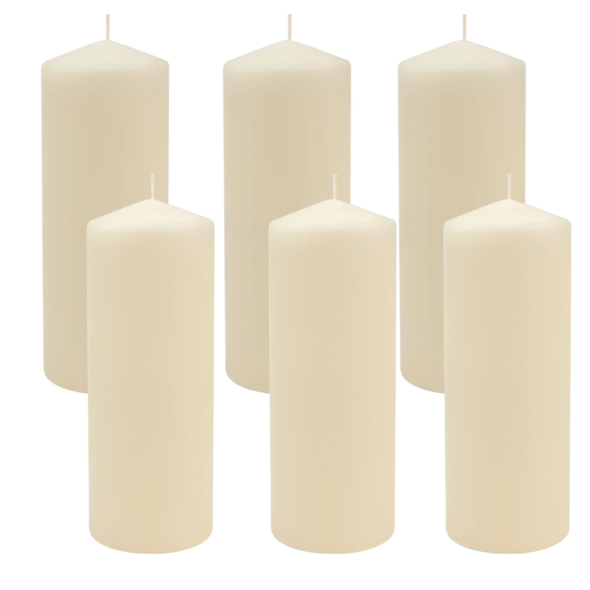 3 x 8 Unscented Ivory Pillar Candles, Set of 6 (WS)
