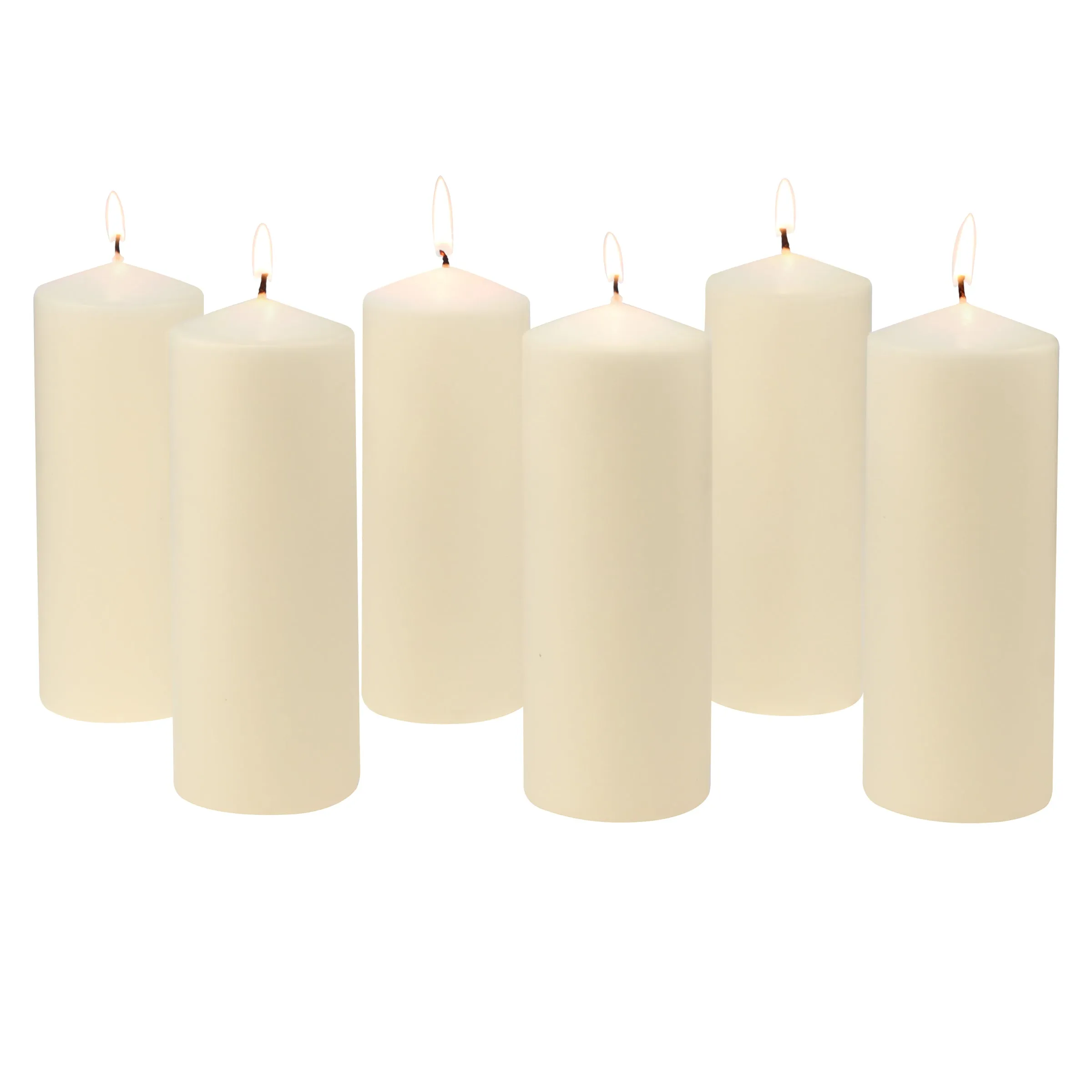 3 x 8 Unscented Ivory Pillar Candles, Set of 6 (WS)