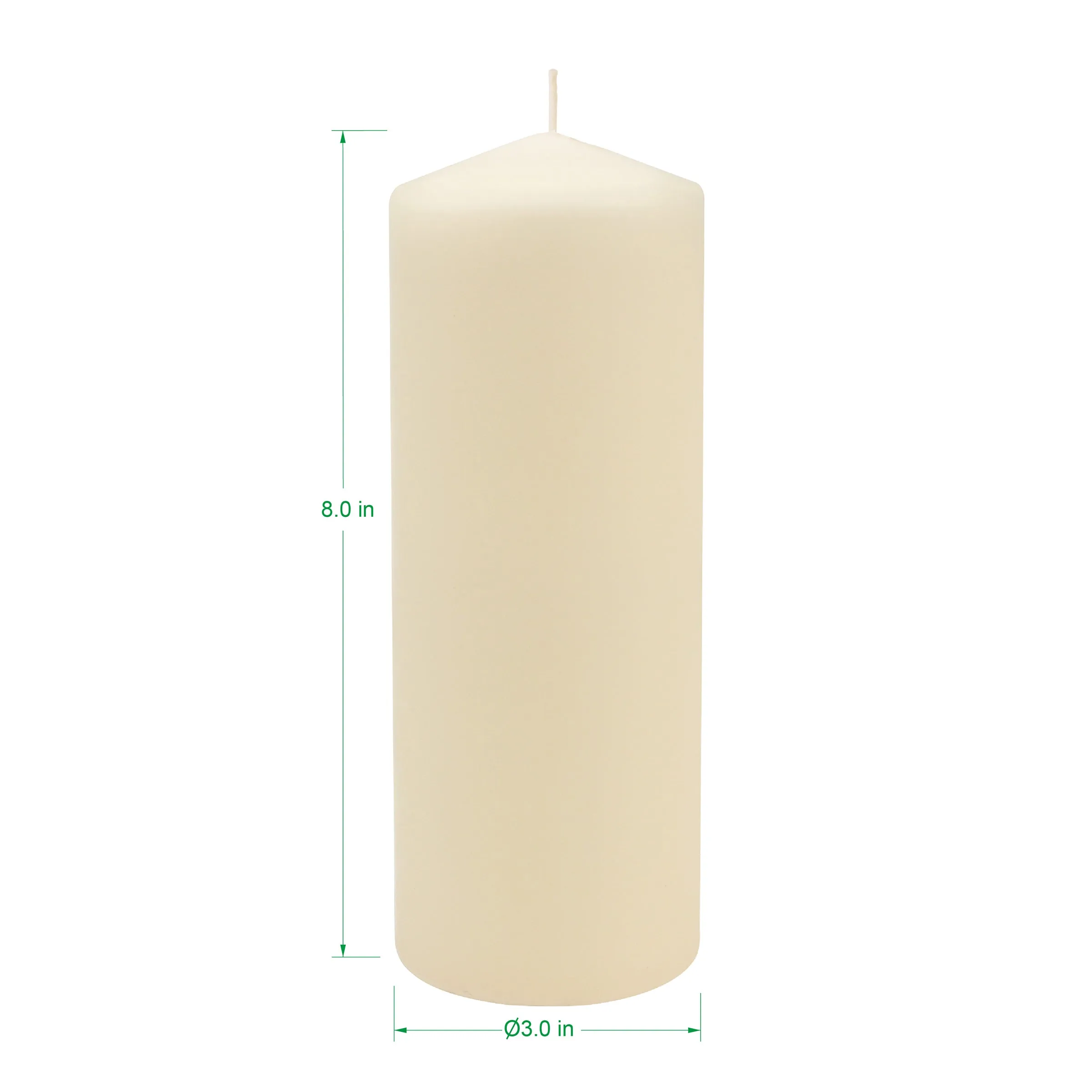 3 x 8 Unscented Ivory Pillar Candles, Set of 6 (WS)