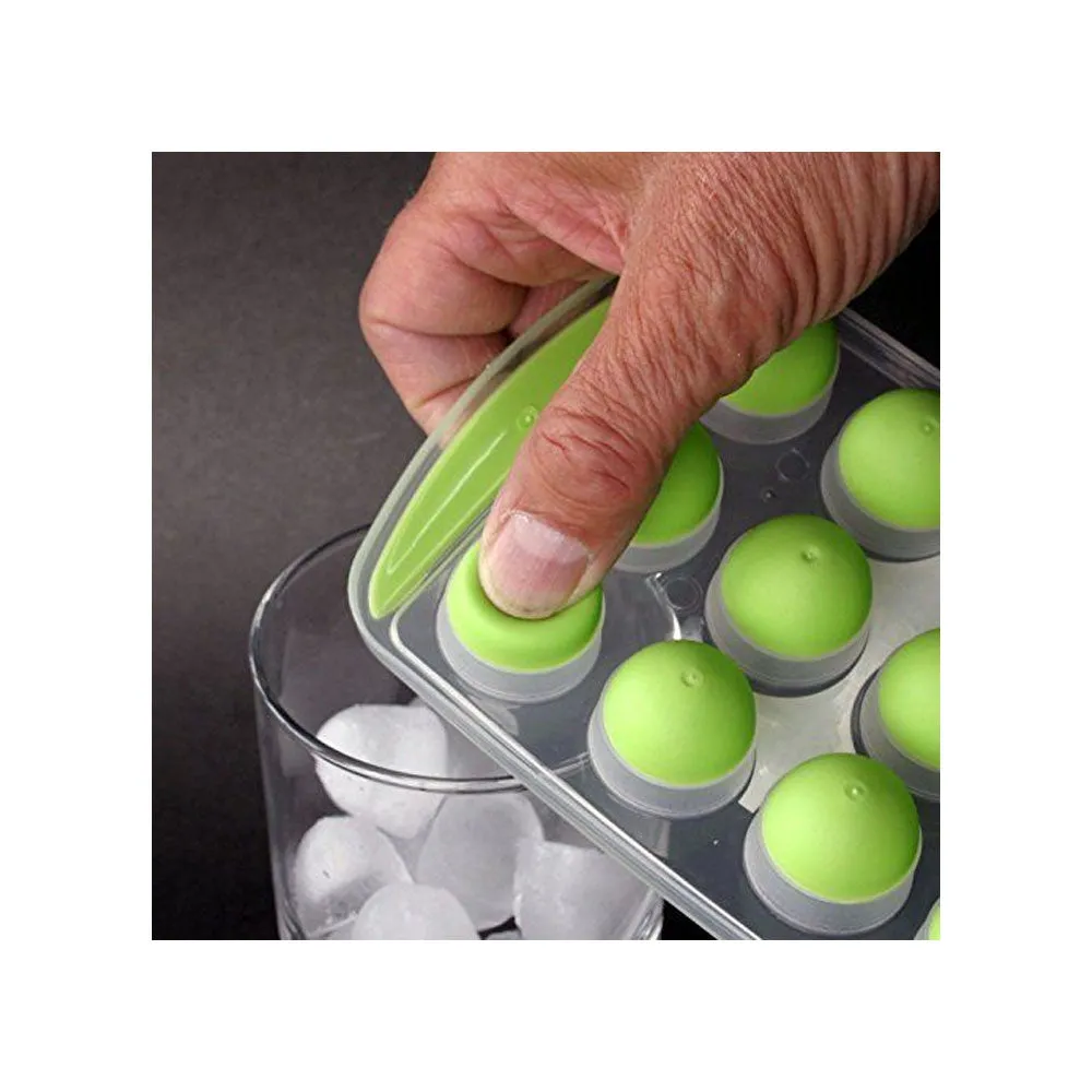 4 Push Out Ice Cube Trays Easy Pop Out Round Cubes Flexible Silicone Bottom Tray
