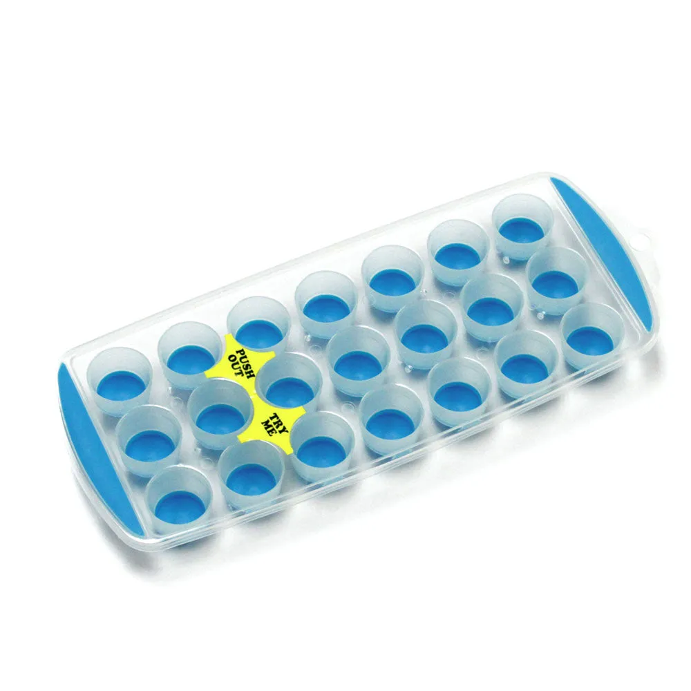 4 Push Out Ice Cube Trays Easy Pop Out Round Cubes Flexible Silicone Bottom Tray