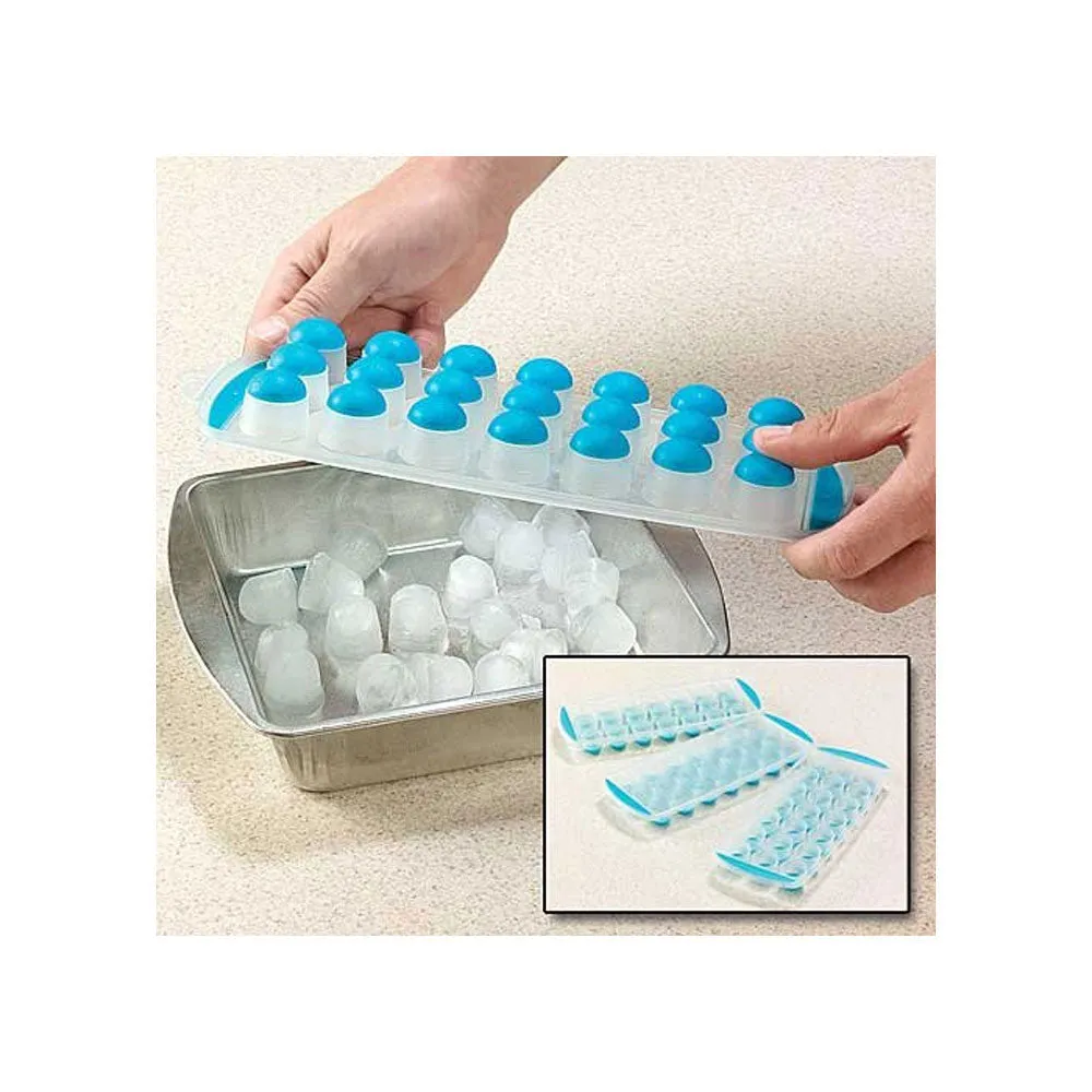 4 Push Out Ice Cube Trays Easy Pop Out Round Cubes Flexible Silicone Bottom Tray