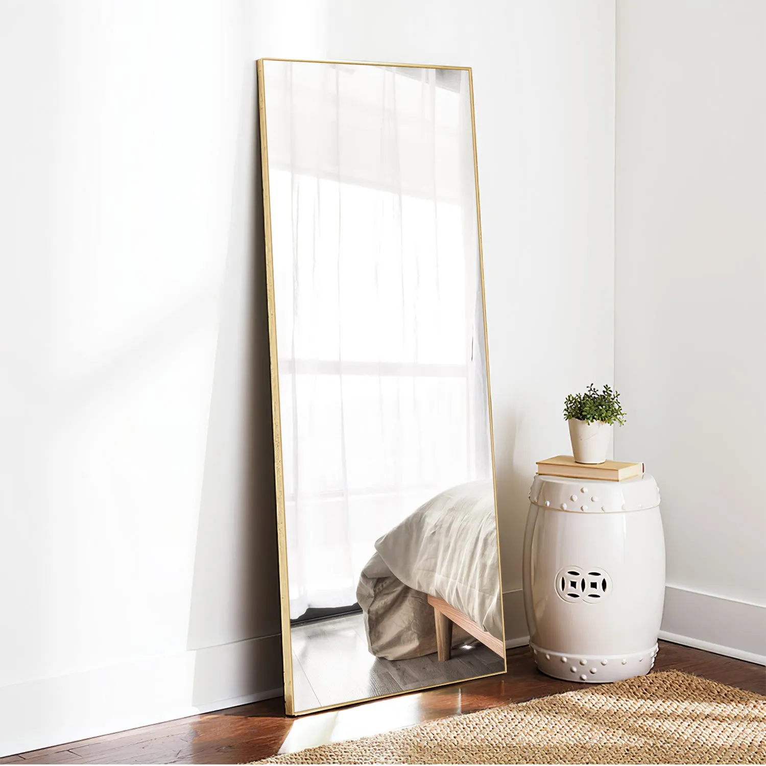 47-in H x 15-in W Metal Framed Full Length Standing Mirror