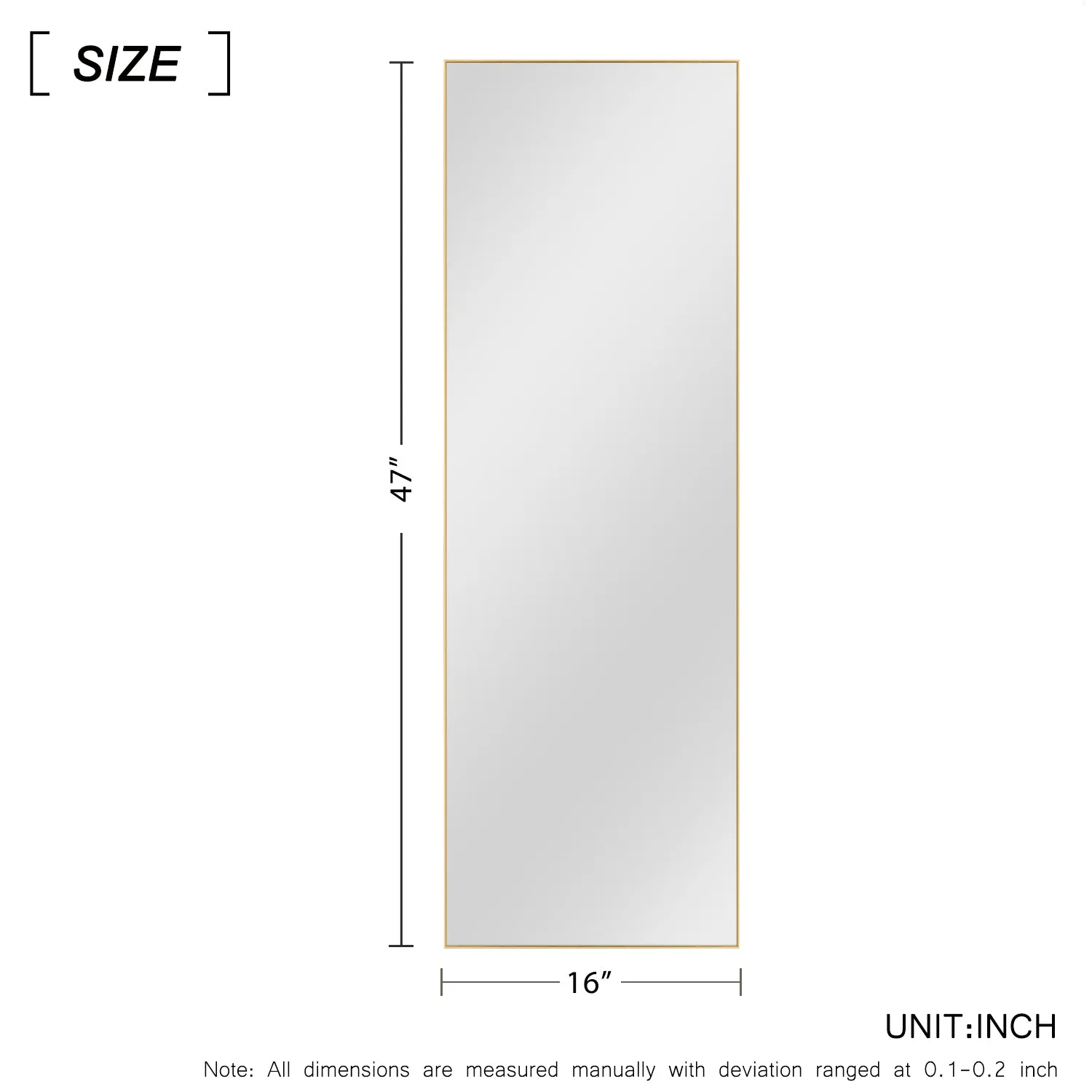 47-in H x 15-in W Metal Framed Full Length Standing Mirror
