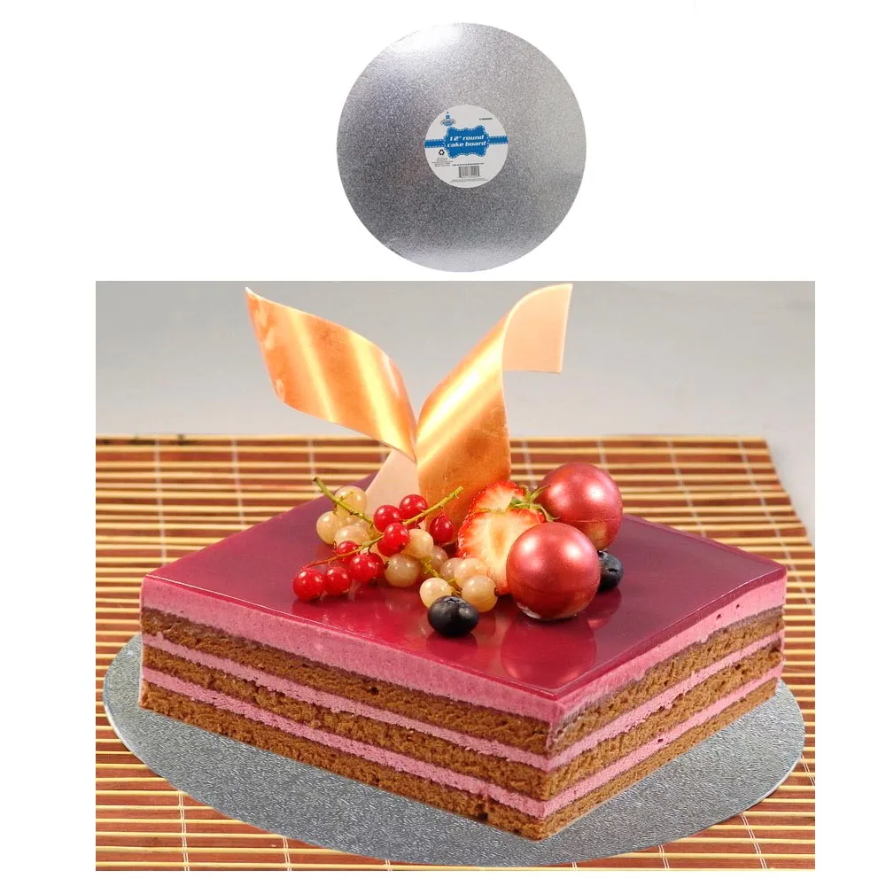 6 Cake Boards Round 12" Trays Silver Decoration Dessert Pastry Display Wedding