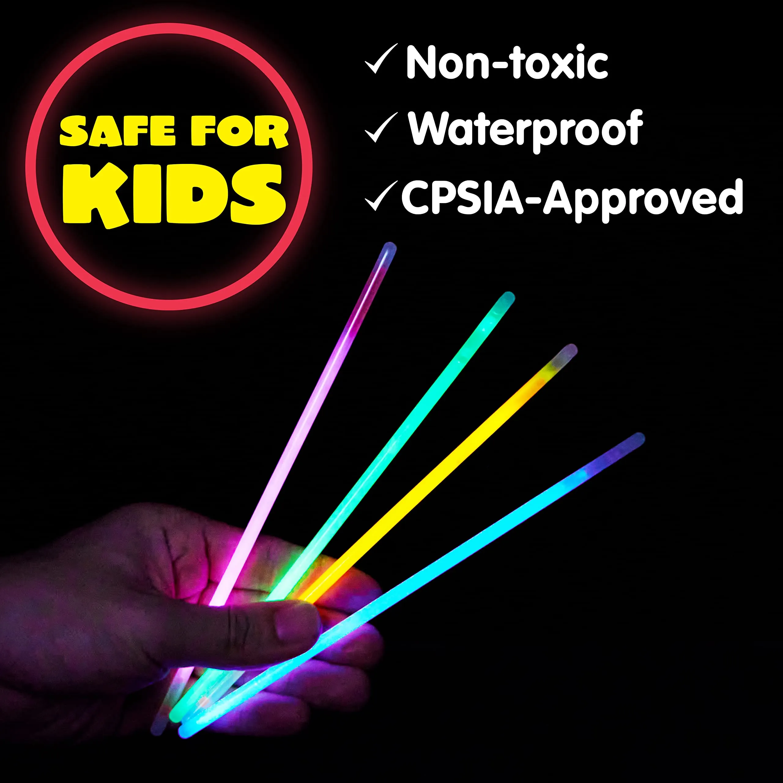 8" Glow Stick with Connectors, Multicolor Glow in the Dark Party Glow Bracelets Necklaces