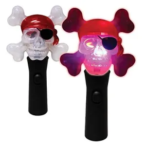 8" LED Light Up Pirate Skull Spinner Wand