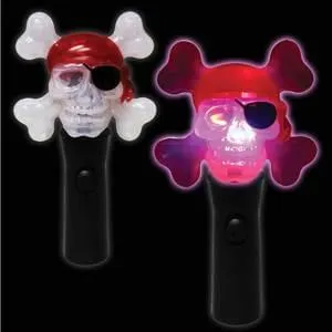 8" LED Light Up Pirate Skull Spinner Wand