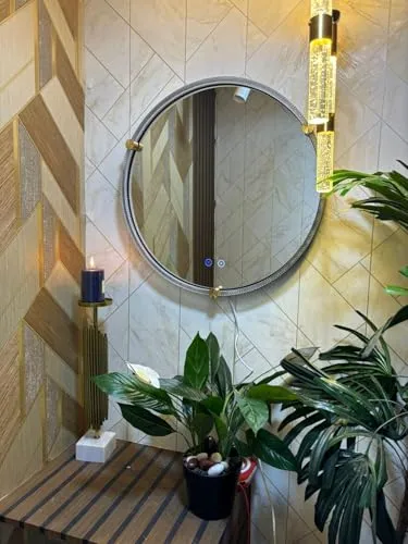 Acrylic Framed LED Mirror - 3BOLTS with ANTIFOG, DIMMER, Three Color Light, 60CM*60CM, Copper Mirror, Double Frame TRF 032