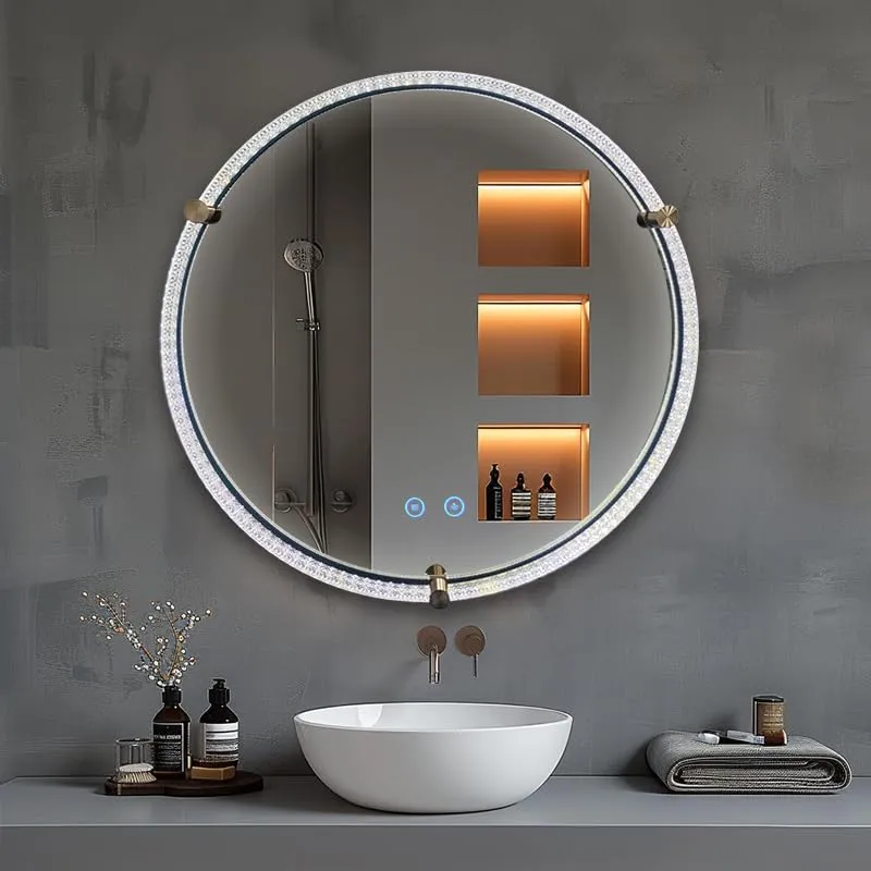 Acrylic Framed LED Mirror - 3BOLTS with ANTIFOG, DIMMER, Three Color Light, 60CM*60CM, Copper Mirror, Double Frame TRF 032
