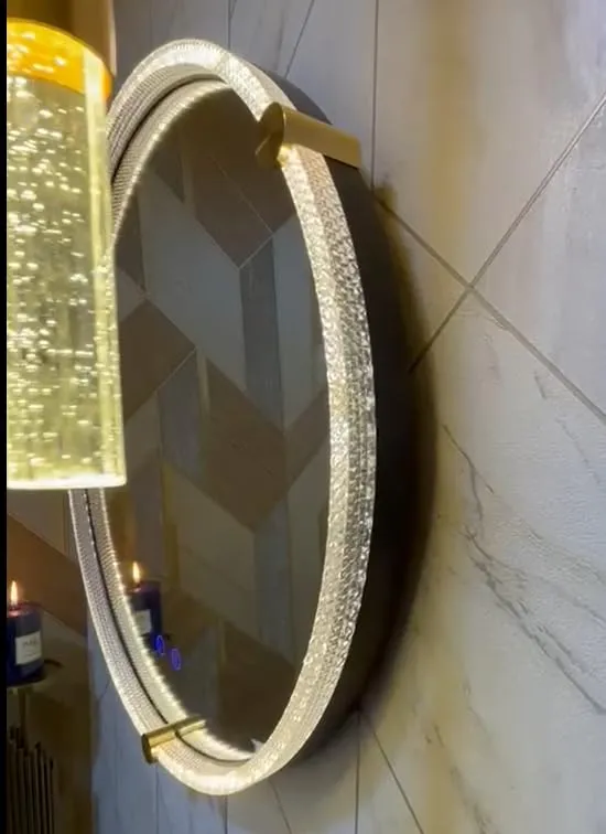 Acrylic Framed LED Mirror - 3BOLTS with ANTIFOG, DIMMER, Three Color Light, 60CM*60CM, Copper Mirror, Double Frame TRF 032