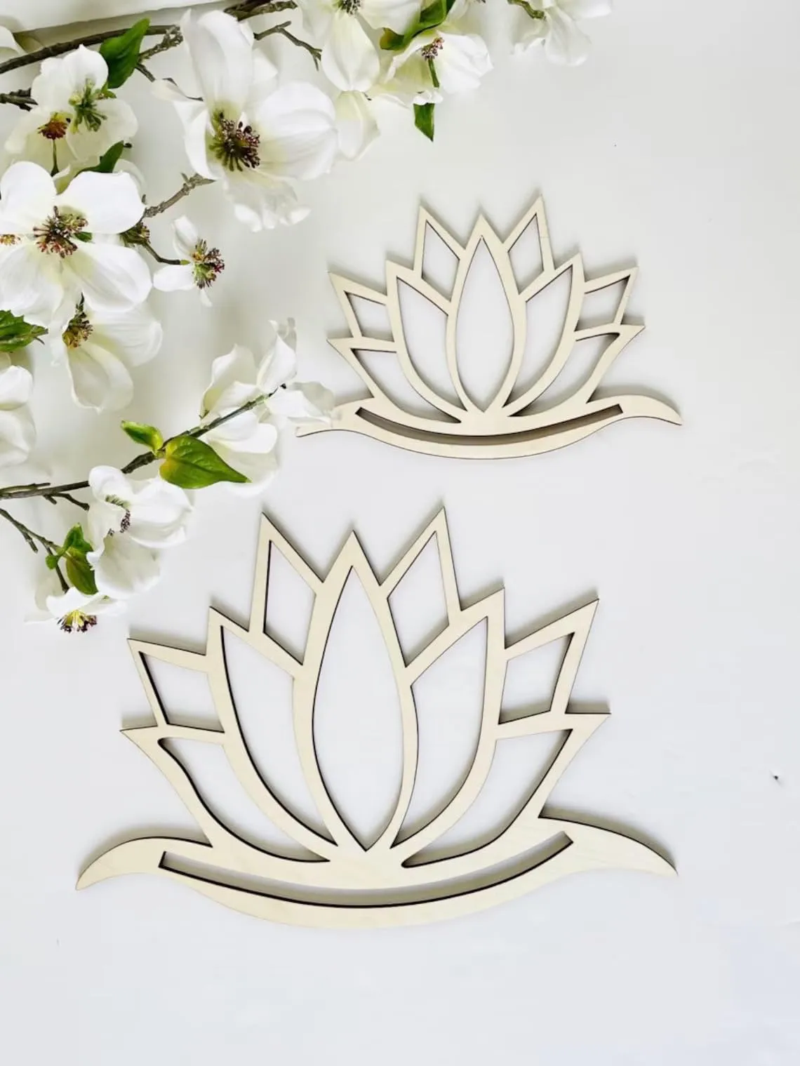 American Elm Wooden Lotus Flower Weaving Frame 4 Inch - MDF Lotus Cutout, Blanks for Wall Hanging | Lotus Decor for DIY Crafts | Wooden Lotus Flower for Decoration | Lotus Cutout Hanging