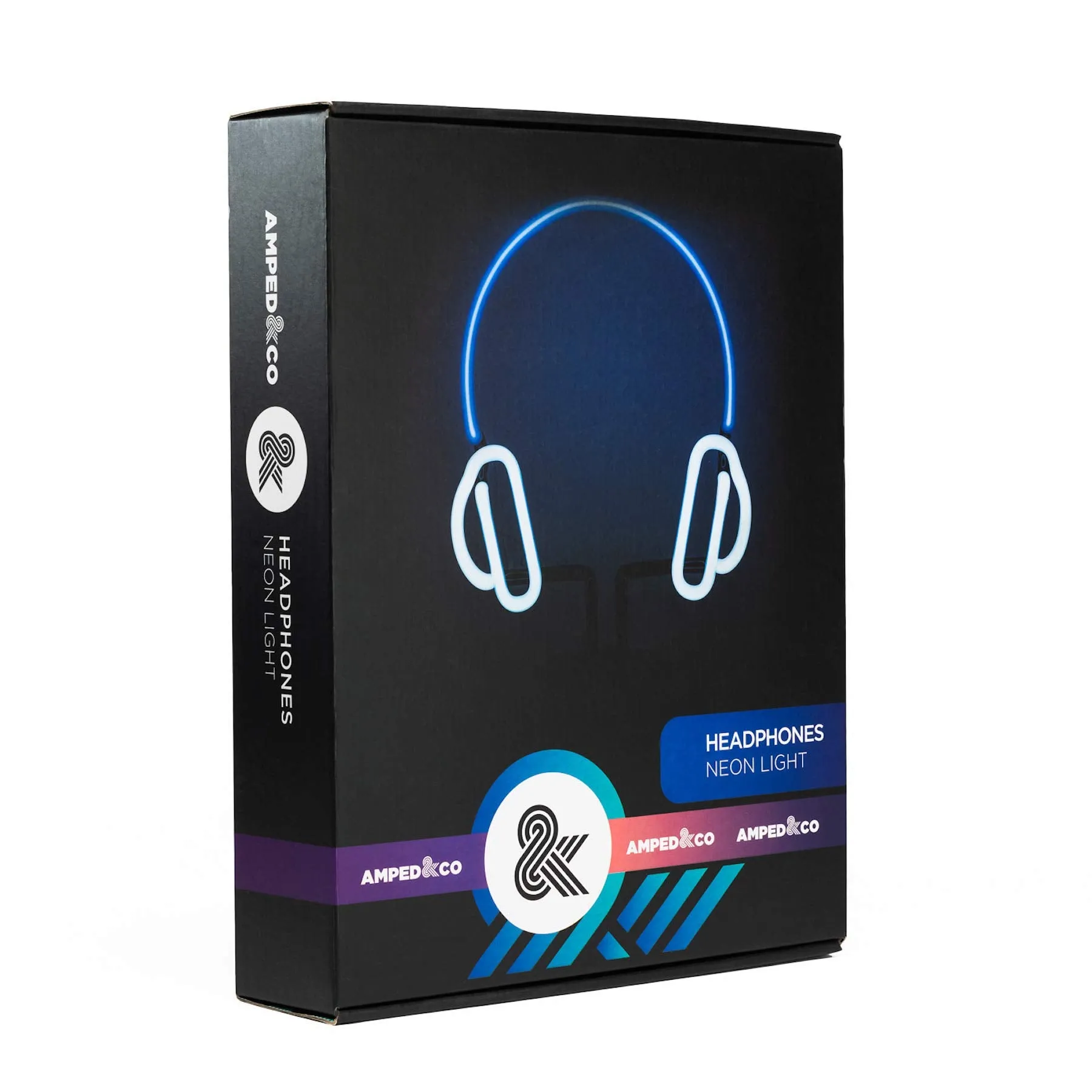 Amped & Co Headphones Neon Desk Light, Real Neon, Blue and White, Large 13x9 inches, Home