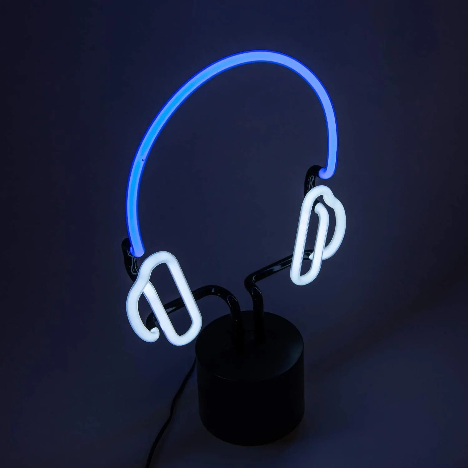 Amped & Co Headphones Neon Desk Light, Real Neon, Blue and White, Large 13x9 inches, Home