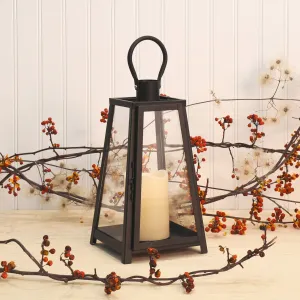 Black Tapered Metal Lantern with LED Candle