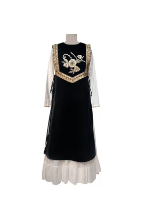 Black Velvet Gota Cape with Full Sleeves Jalabiya For Women