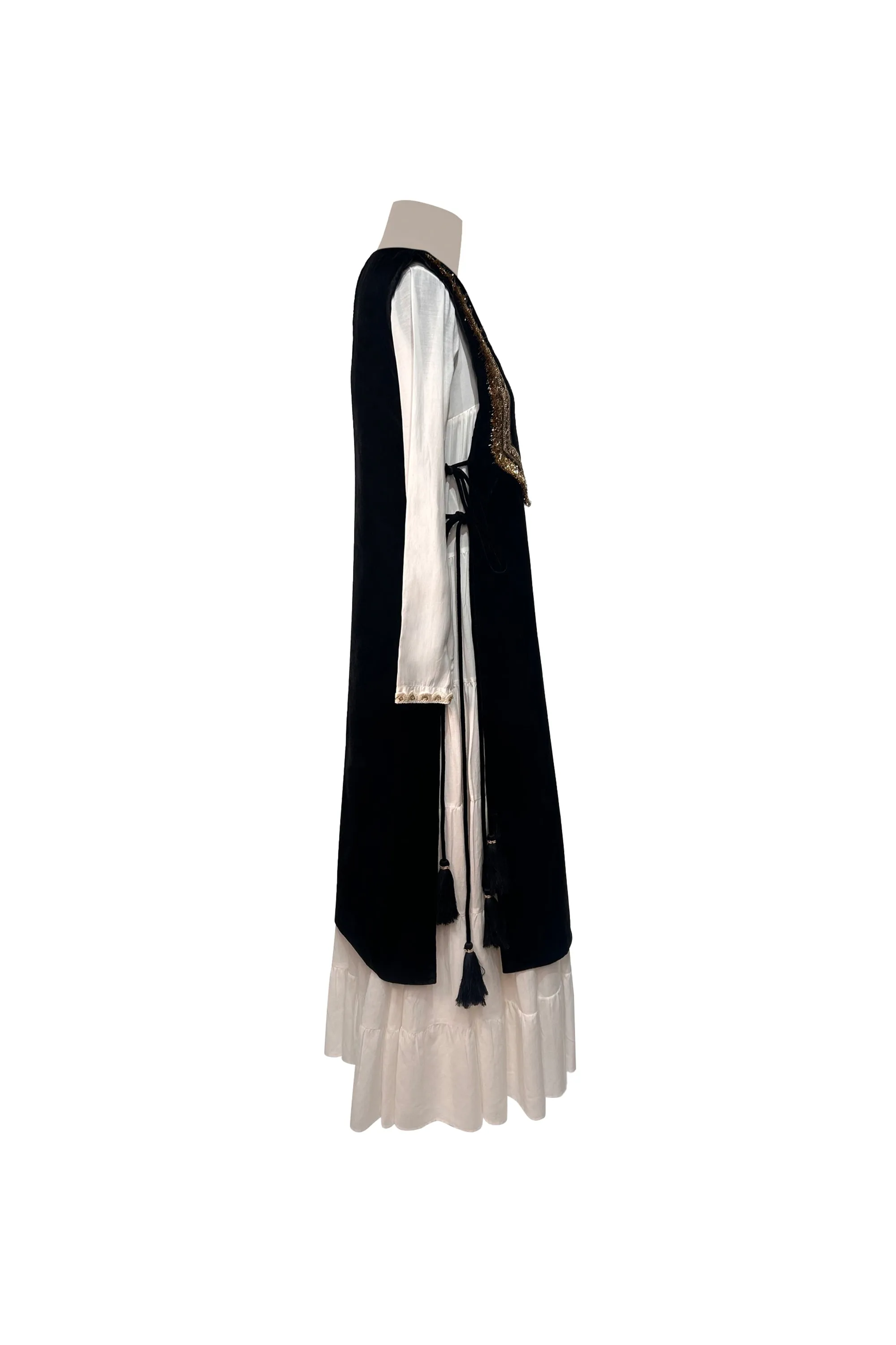 Black Velvet Gota Cape with Full Sleeves Jalabiya For Women