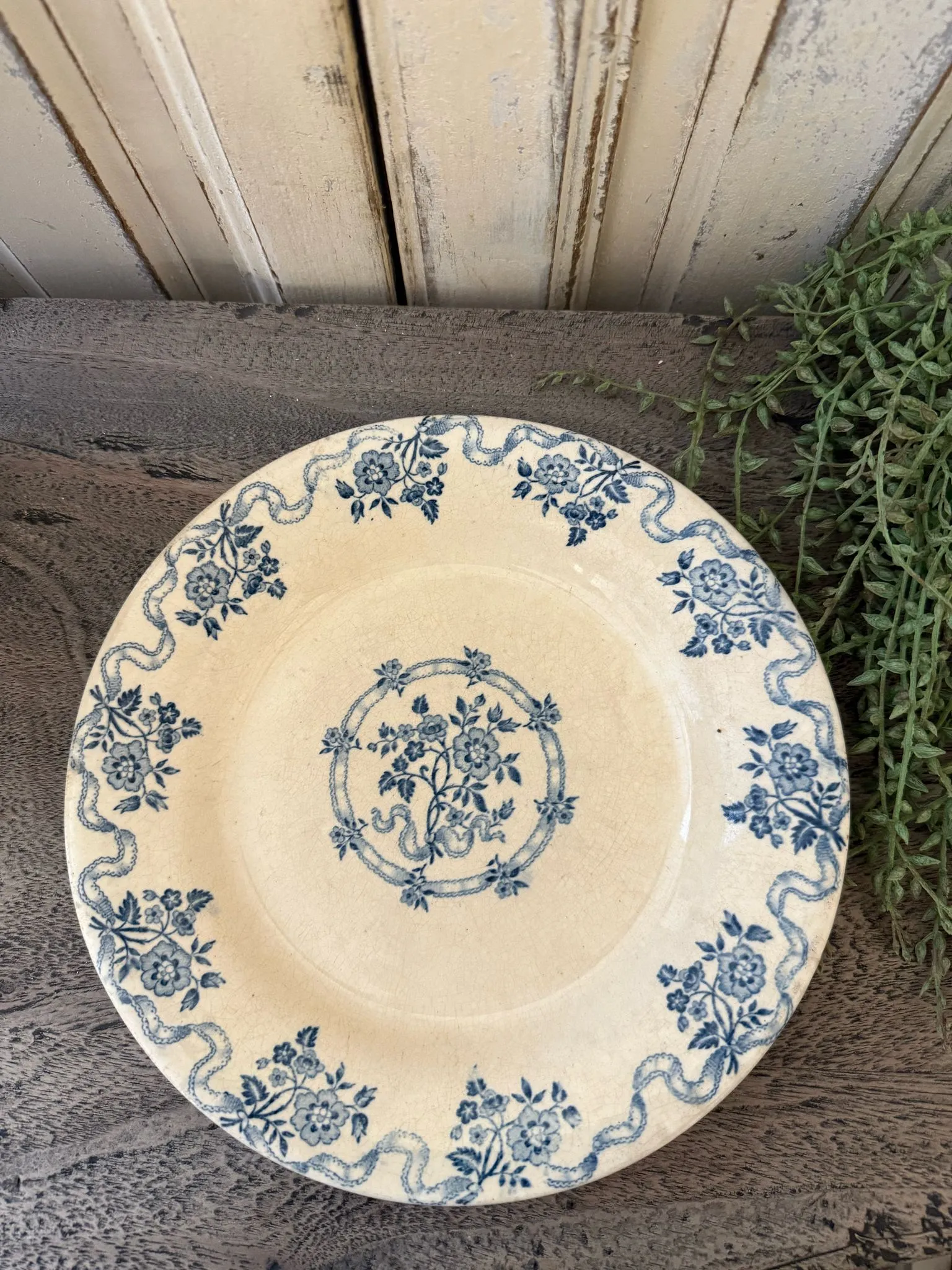 Blue French Patterned Plate (2 sizes)