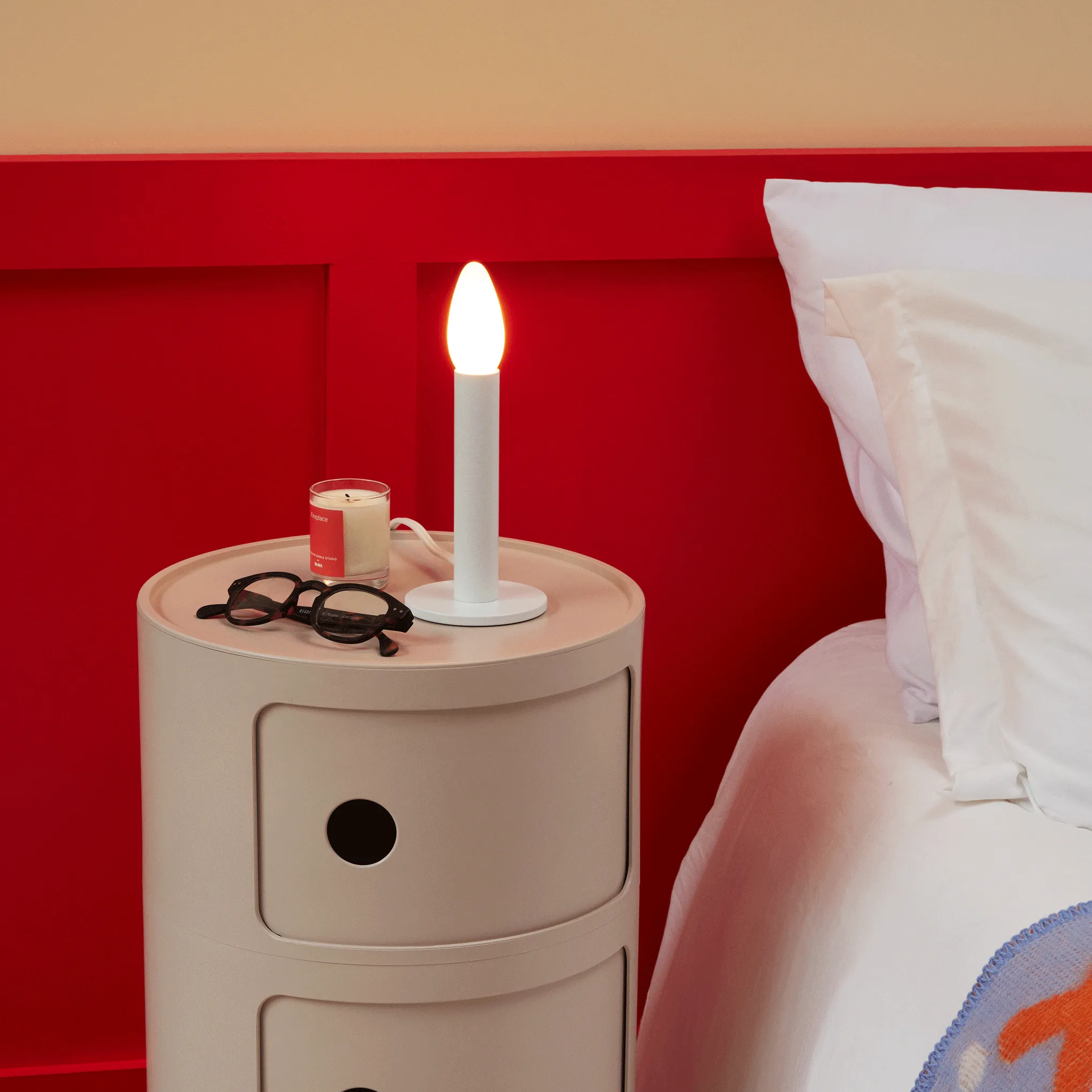 Candle Table Lamp - White
