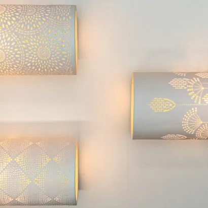 Ceramic Column Lamp in Blooming Branches
