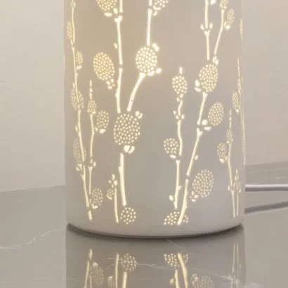 Ceramic Column Lamp in Blooming Branches