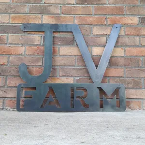 Contemporary Farm or Ranch Sign - Personalized Initials, Customized Farm Name and Brand, Porch Signs