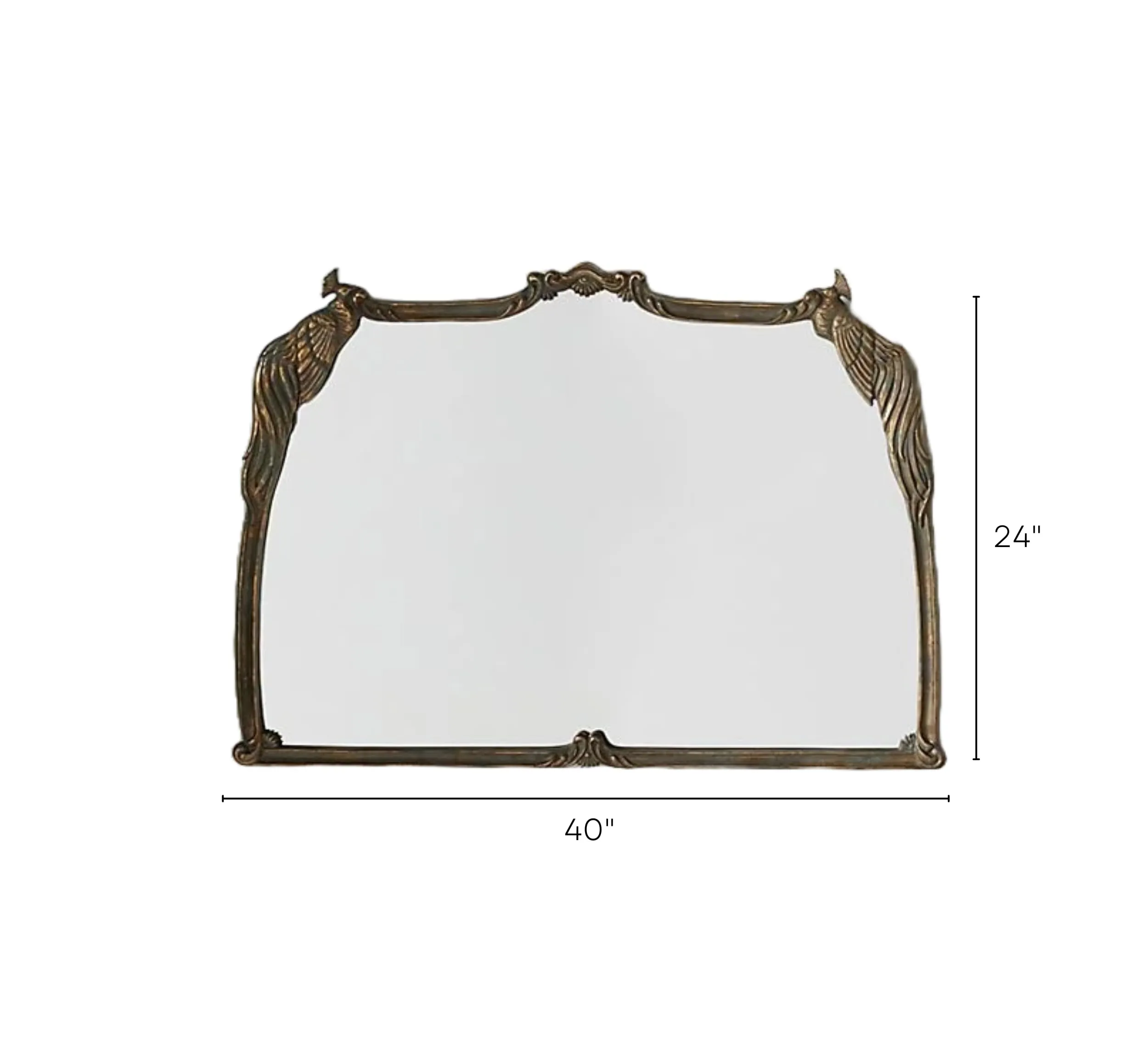 CORSICA DESIGNS 40x24 Metal Peacock Wall Mirror for Living Room, Bedroom and Vanity, Decorative Large Antique Traditional Mirror in Saint Gobain Glass, Tabletop Wall Mounted Hanging