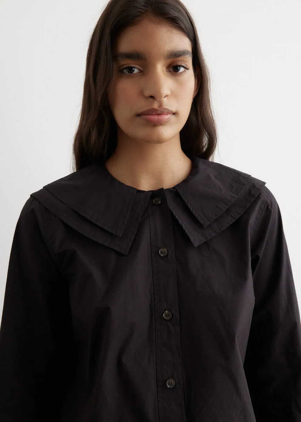 Cotton Poplin Double-Collar Shirt