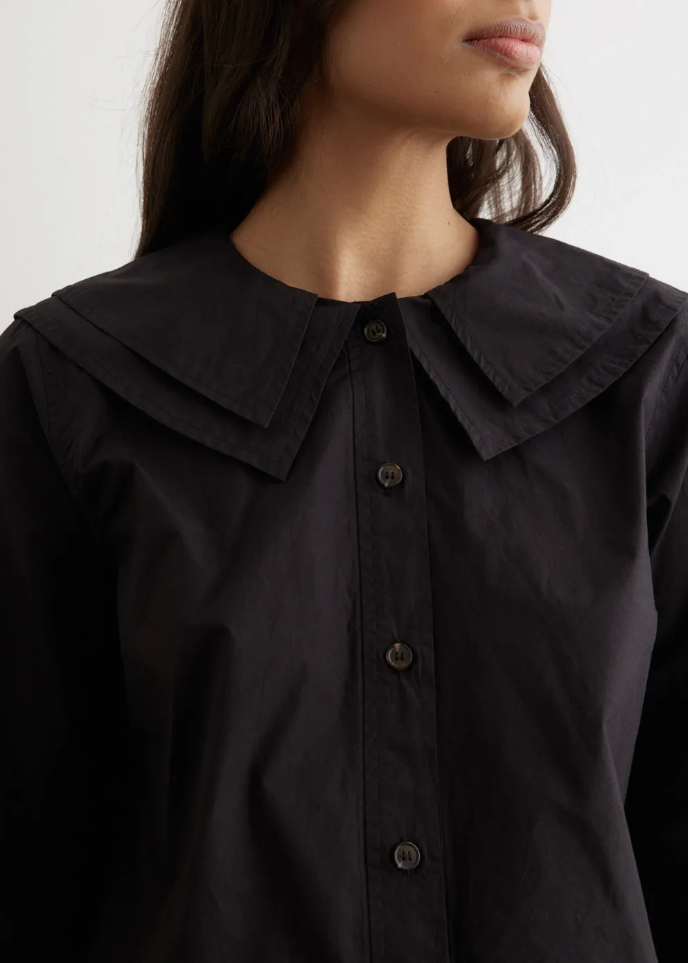 Cotton Poplin Double-Collar Shirt