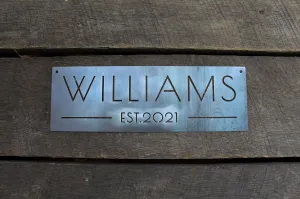 Custom Family Name and Date Sign - Modern Metal Home Decor, Elegant Metal Sign, Wedding Signs