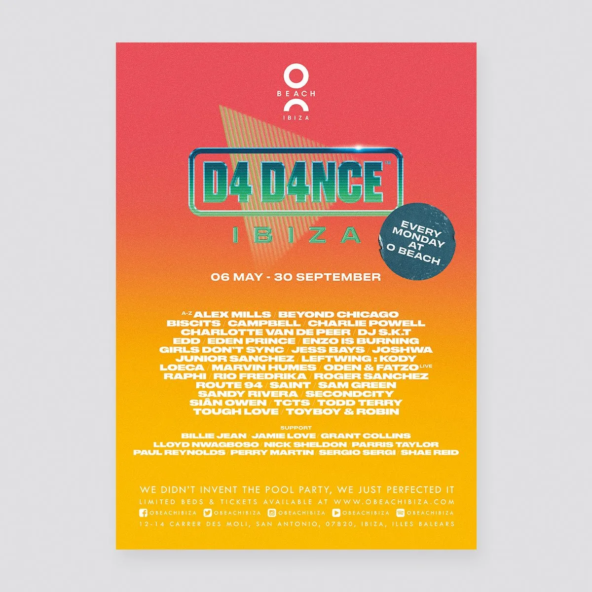 D4 D4NCE Ibiza 2024 Line Up Print