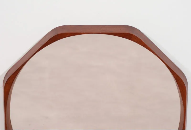 Danish Modern 1950s Mirror with Wooden Octagonal Frame