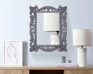 Decorative Wall Mirror Antique Gray Royal Mirror Frame Wall Hanging for Living Room, Bedroom, Bathroom, and Home Decor