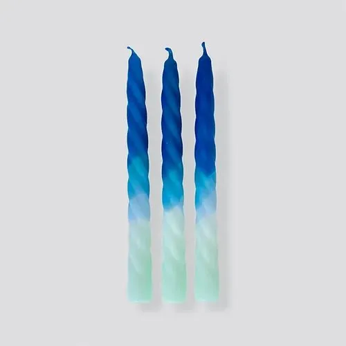 Dip Dye Twisted Candles - Set of 3
