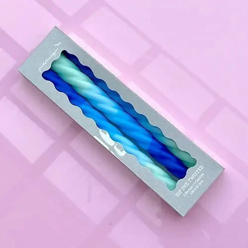 Dip Dye Twisted Candles - Set of 3