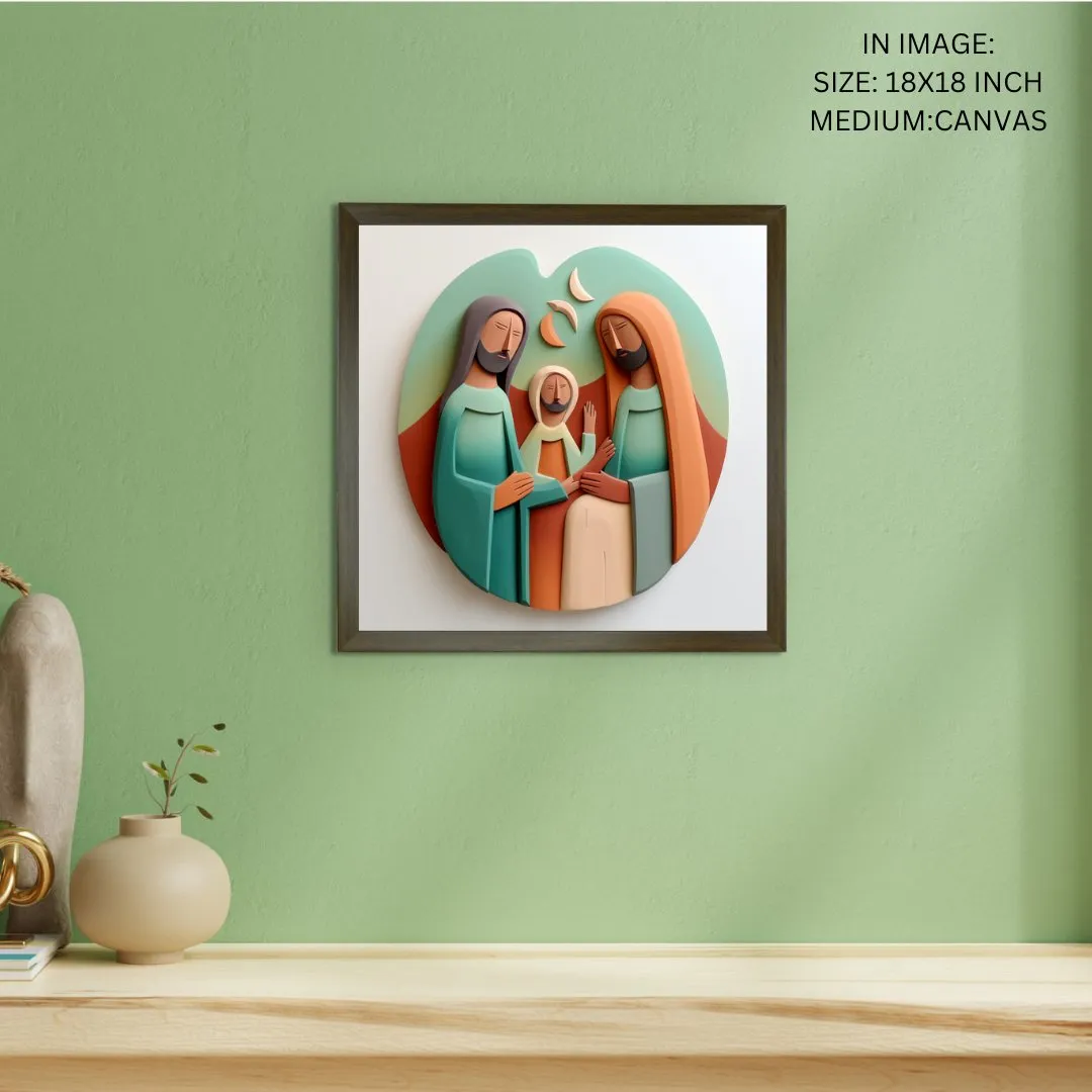 Divine Harmony: Sowpeace Abstract Jesus Family Canvas – Premium Indian-Inspired Wall Art for Elegant and Faithful Home Decoration