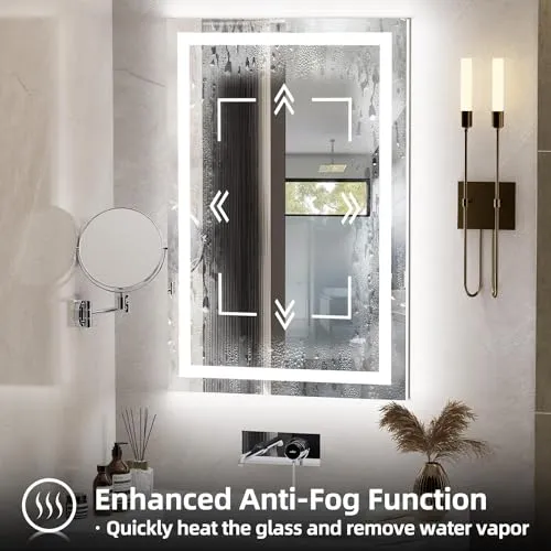 Fabels Innovative Circular LED Mirror: Antifog Defogger for Versatile Use - Touch Sensor Included, with Circle Design Touch Sensor Different Than Main Image. (30 x 30 Inches)