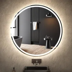 Fabels Innovative Circular LED Mirror: Antifog Defogger for Versatile Use - Touch Sensor Included, with Circle Design Touch Sensor Different Than Main Image. (30 x 30 Inches)