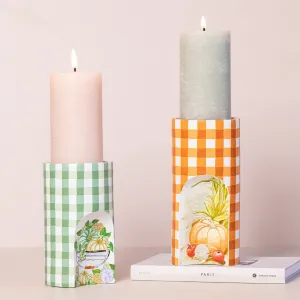 Fall Hand painted Wooden Candleholders Set Of 2