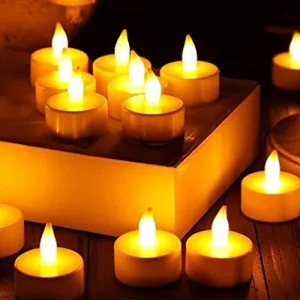 FLUZOV Tea Light Mini LED Plastic Candles with Bright Light, Flameless & Smokeless Decorative Acrylic Tea Light Candle for Gifting, House, Diwali, Christmas, Festival (Set of 30)