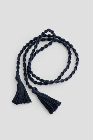 Fran Macramé Belt Navy