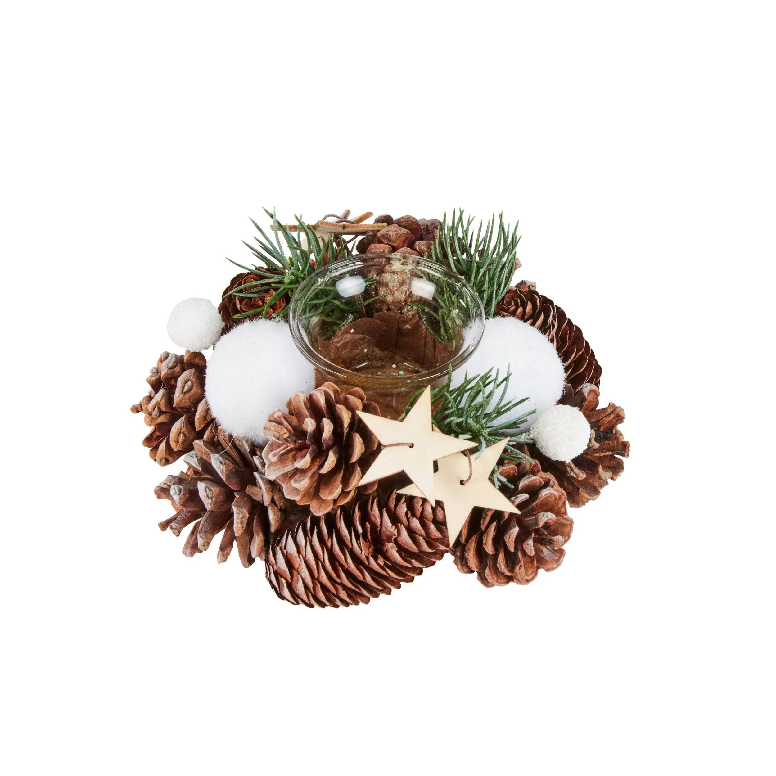 Frosted Pine Candle Holder - 15cm