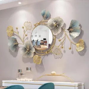 FUNTEREST Elegant Home Decor Wall Mirror Decorative Accent for Living Room, Bedroom, Bathroom, and Entryway Metal (Size-36X12, Mirror Size-10)
