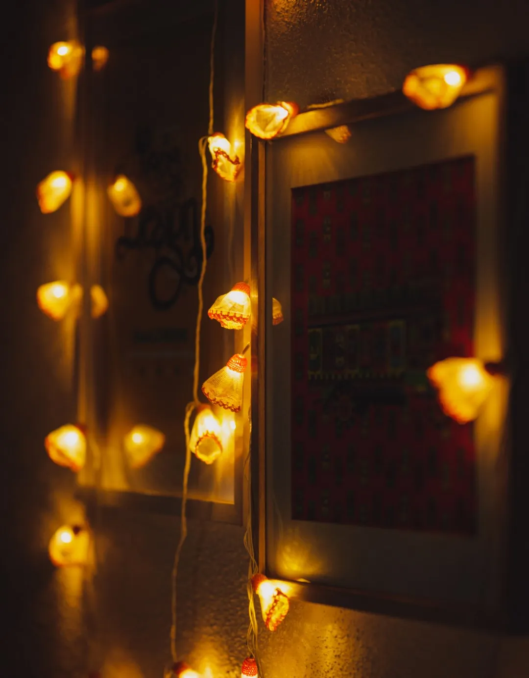 Handmade LED String Lights Orange Frock