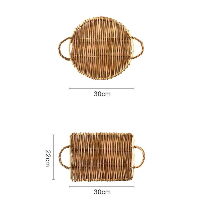 Handwoven Round Rattan Breakfast Tray | Wicker Storage Tray | Wedding Gift | Breakfast Table Tray | Bowl Tray | Straw Tray